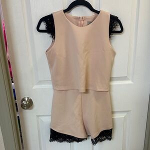 ASOS Pink and Black Lace Trim Sleeveless Jumpsuit Romper